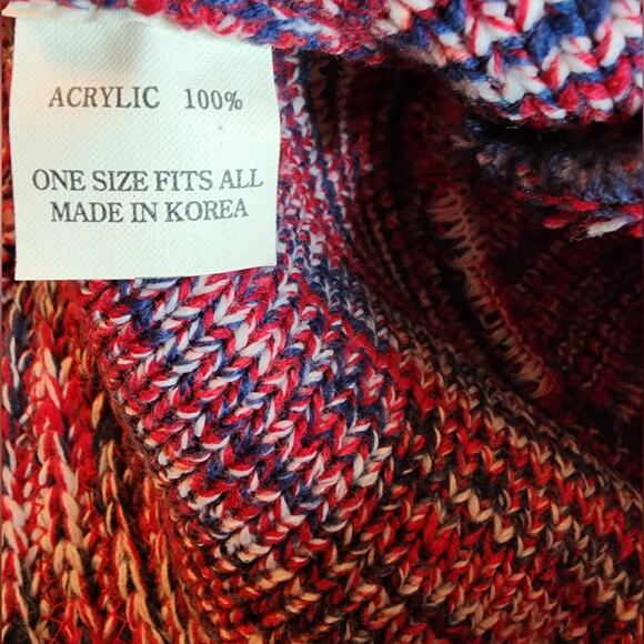 Knit Acrylic Bucket Hat Red Blue White Y2K Unisex NWOT - Picture 6 of 6